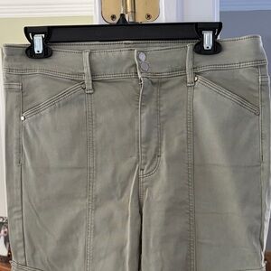 WHbM Stylish Olive Green Pants- everyday soft material. Skinny ankle style